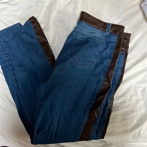 Very cool ecru jeans w/ leather edges